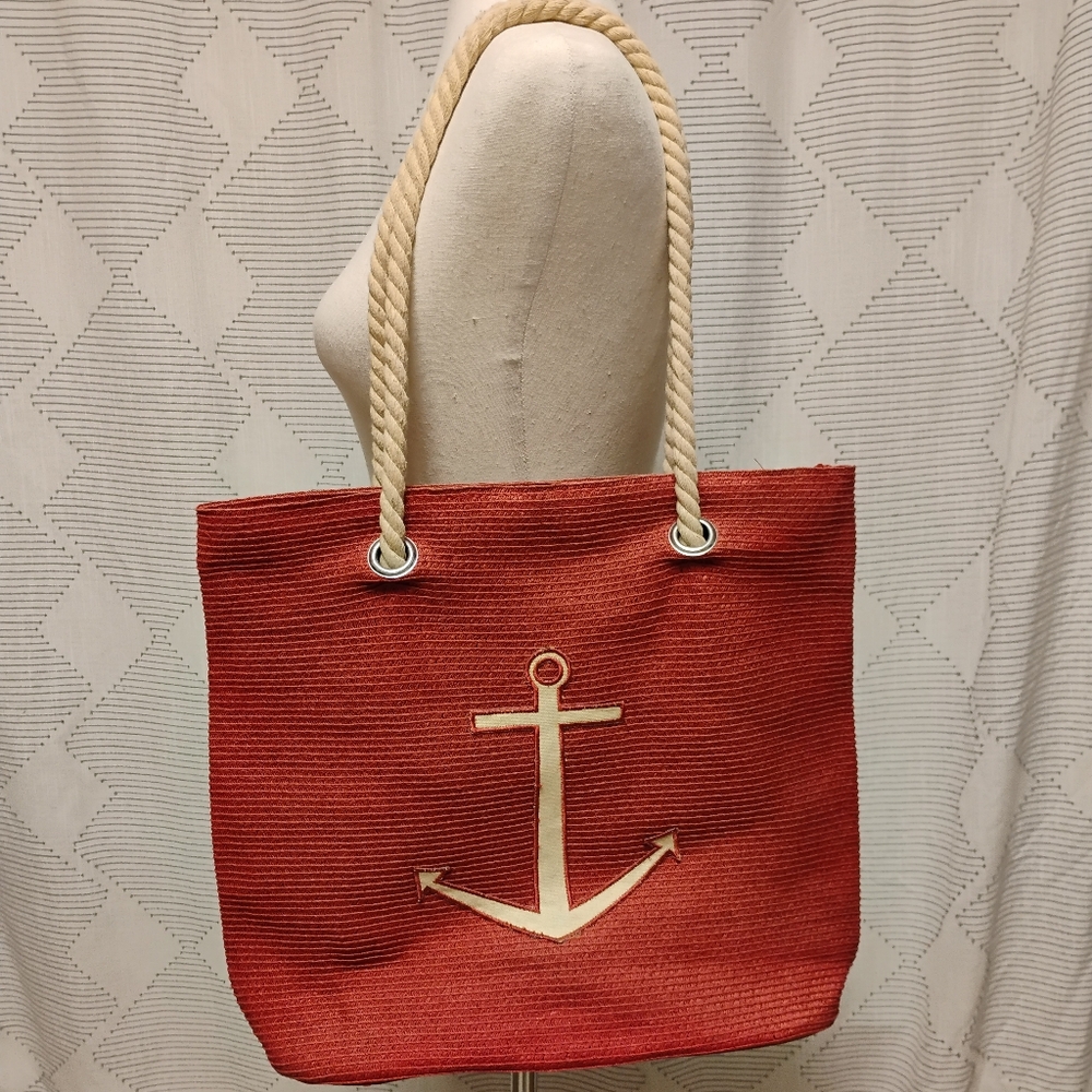 Joy Susan Pink Red Anchor Tote Bag